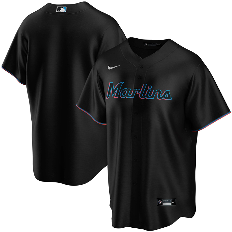2020 MLB Men Miami Marlins Nike Black Alternate 2020 Replica Team Jersey 1